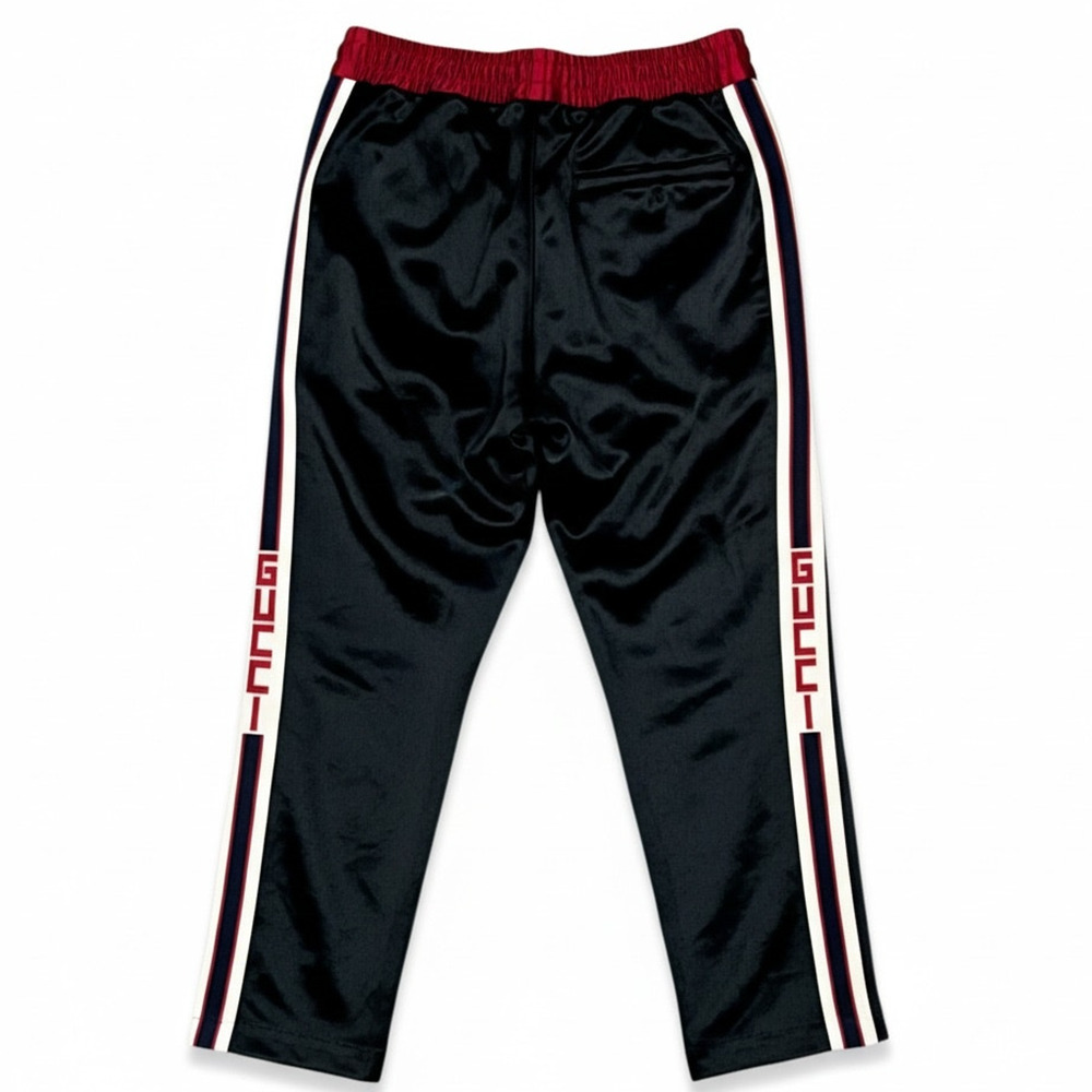 Gucci 2018 SS Black Red Cropped Track Athletic Pants EU 44 US XS Luxury Mens Uni